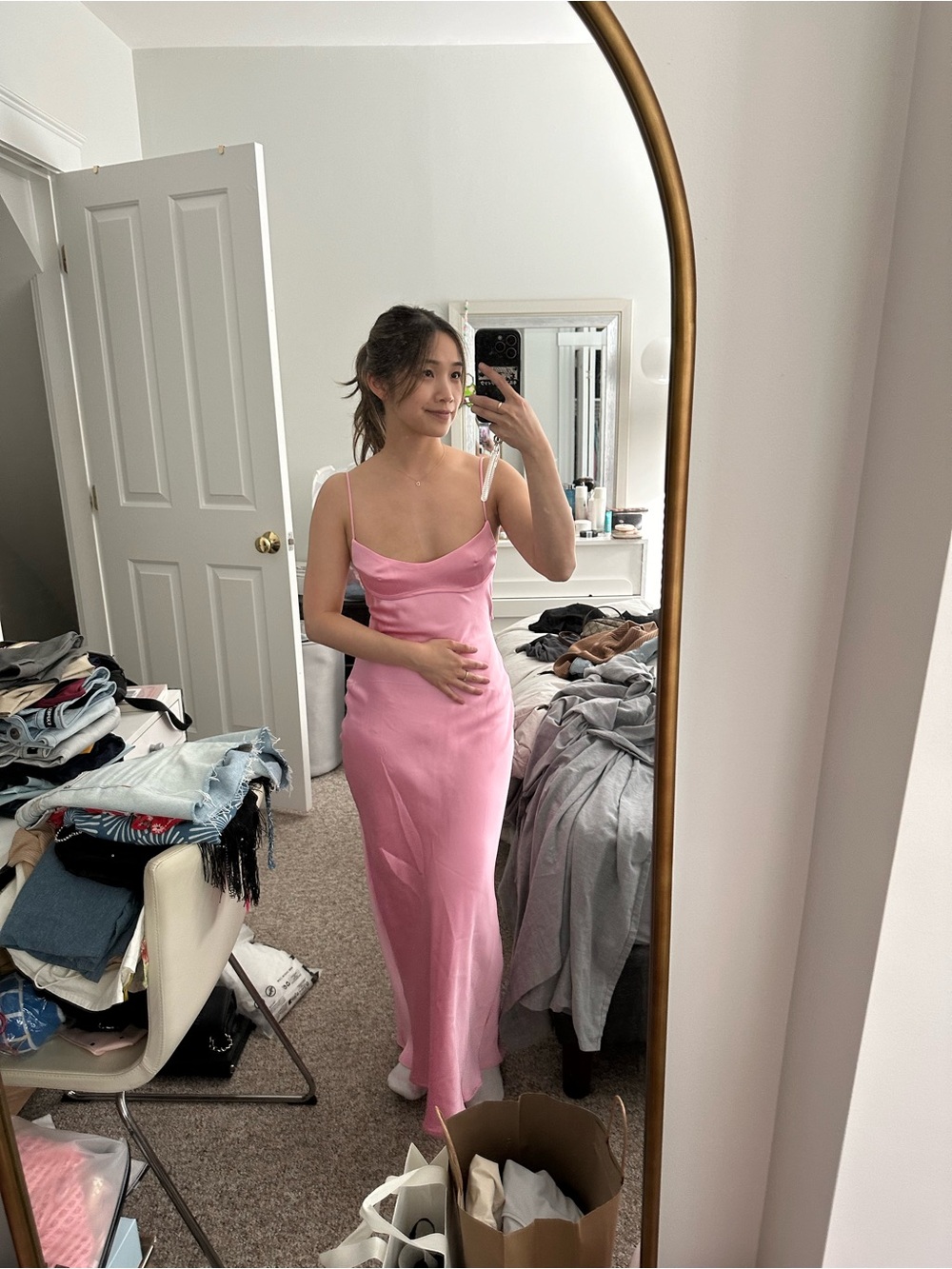 Zara Elegant Pink Slip Dress - Women